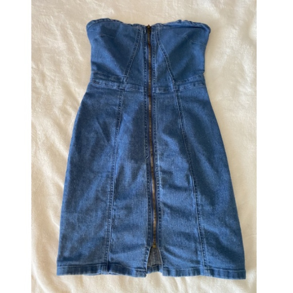 Strapless jean dress